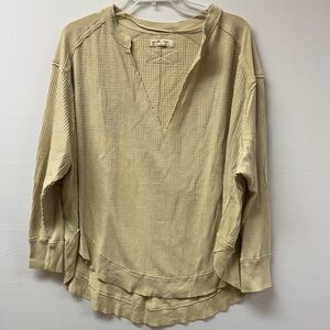 We the Free by Free People Owen Waffle Knit Pullover Tan Size Small